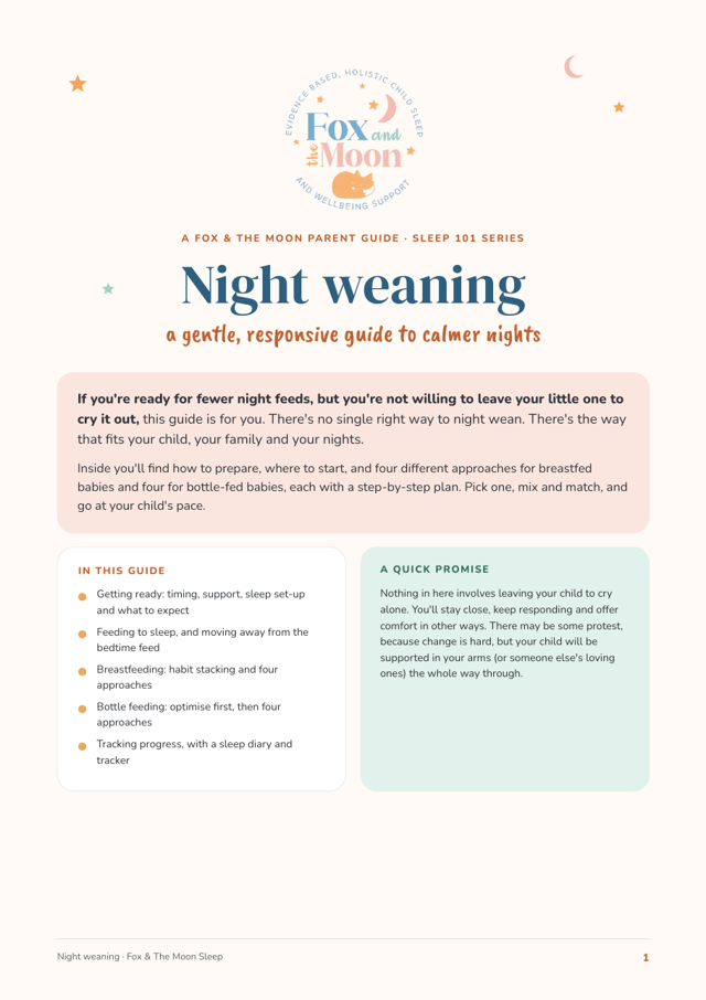 Baby sleep guide: The Gentle Night Weaning Guide cover